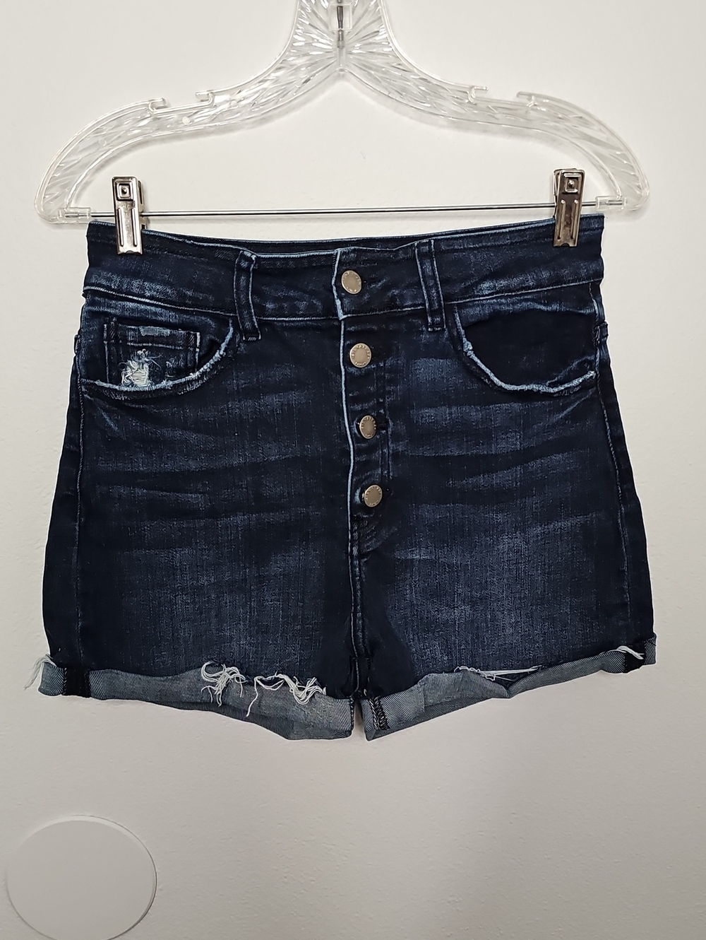 Buckle Kancan Women's Dark Wash Button-Front Denim Shorts